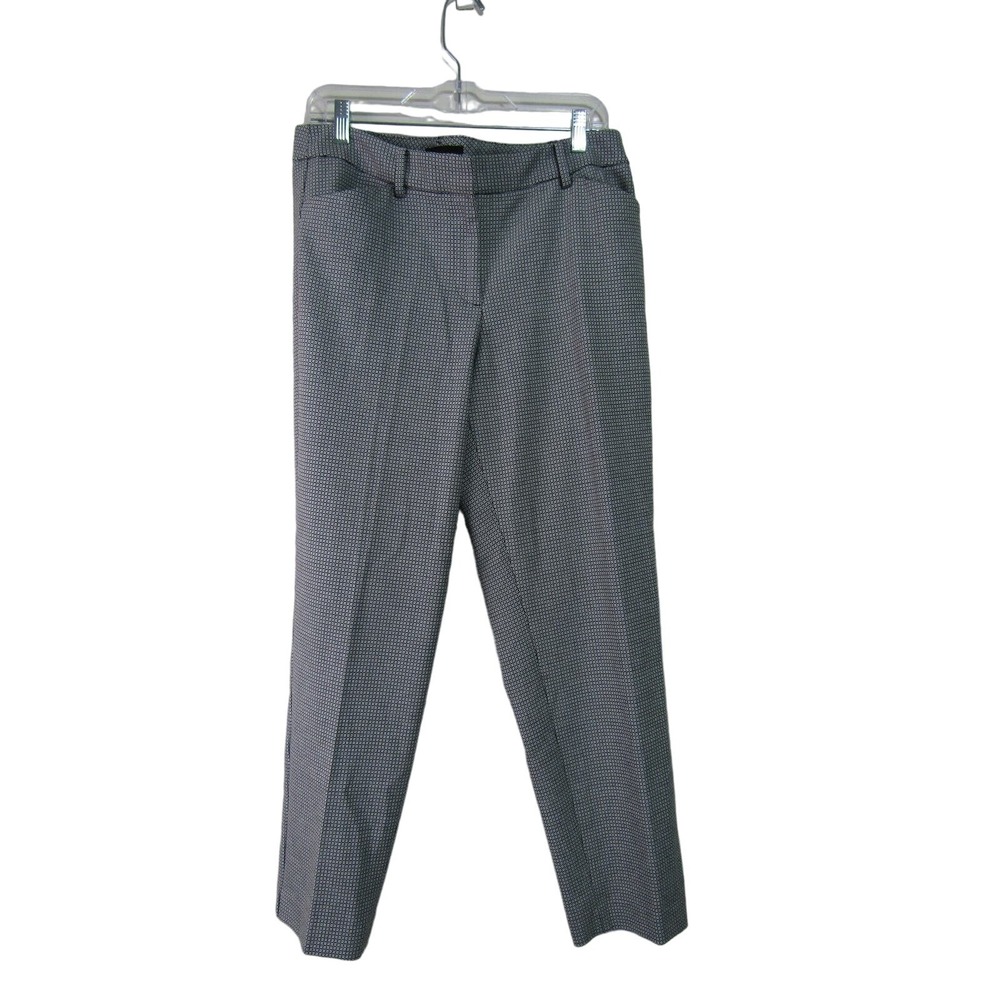 Talbots Hampshire Ankle‎ Black/Whit Square Geometric Tapered Pants Womens size 8